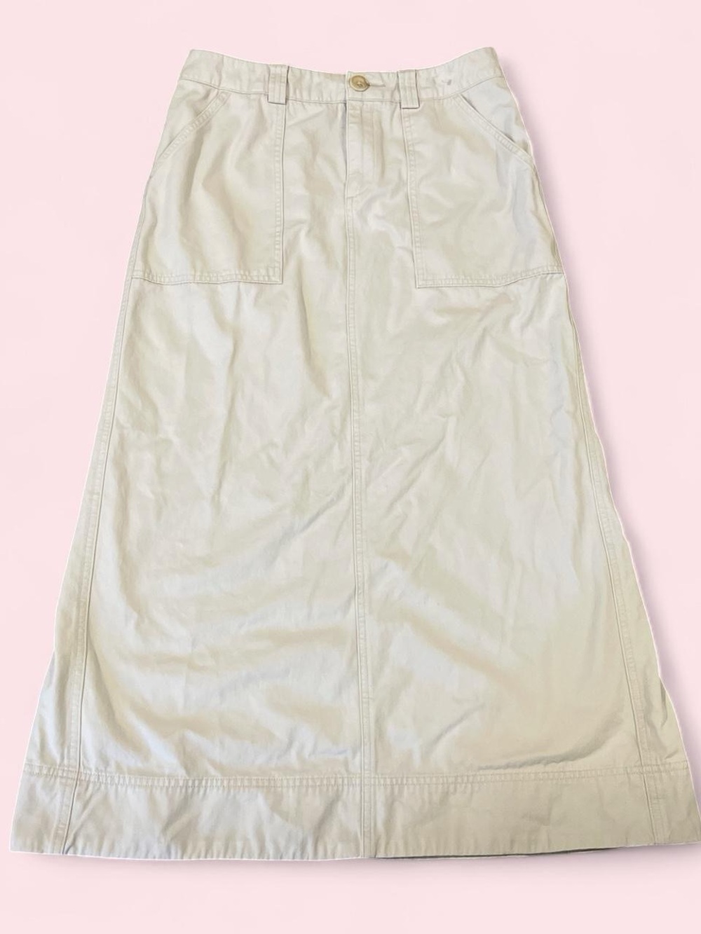 Covington Cream Maxi A-Line Skirt with Patch Pockets